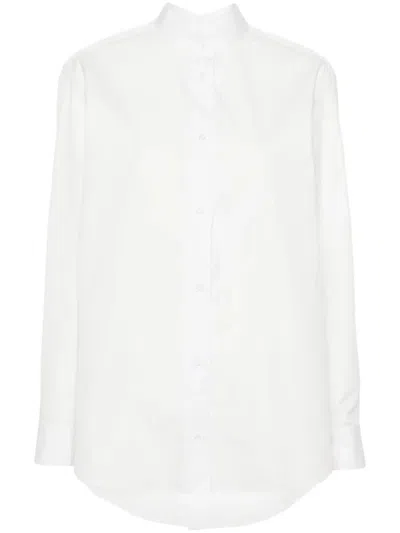 Shop Fendi Poplin Mandarin Collar Shirt Clothing In White