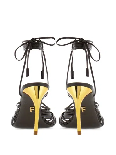 Ferragamo Dark Brown Leather Atena Sandals In Brown