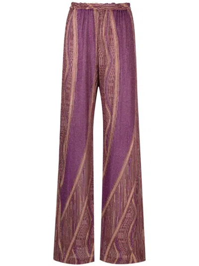 Shop Forte Forte Forte_forte Lurex Jacquard Jersey Flared Pants In Purple