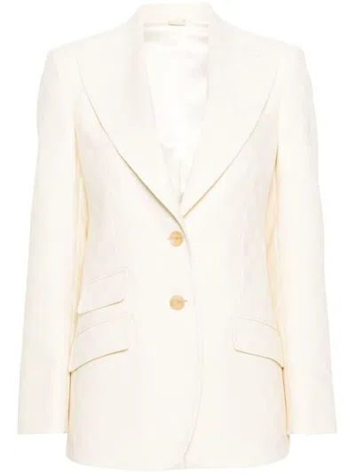 Shop Gucci Wool Single-breasted Blazer Jacket In Cream