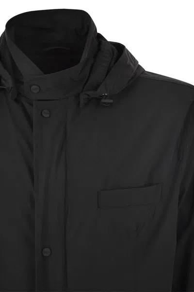 Shop Herno Technical Fabric Jacket With Hood In Black
