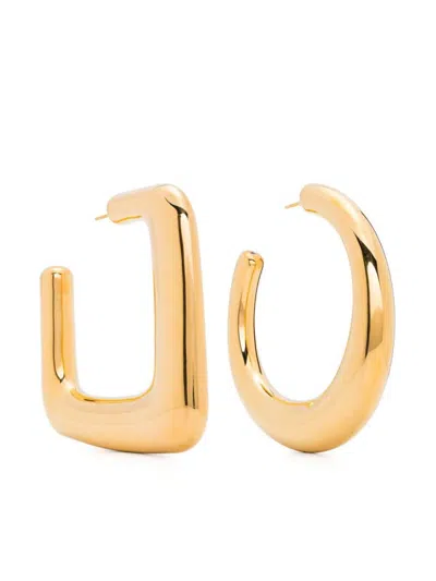 Shop Jacquemus Les Grandes Creoles Ovalo Earrings In Golden