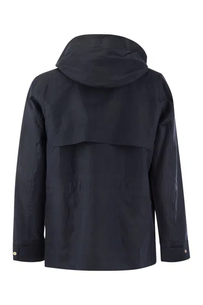 Shop K-way Erhal Linen Blend 2l - Hooded Jacket In Blue