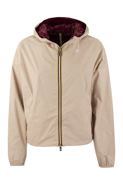 Shop K-way Laurette Plus - Reversible Hooded Jacket In Peach/bordeaux