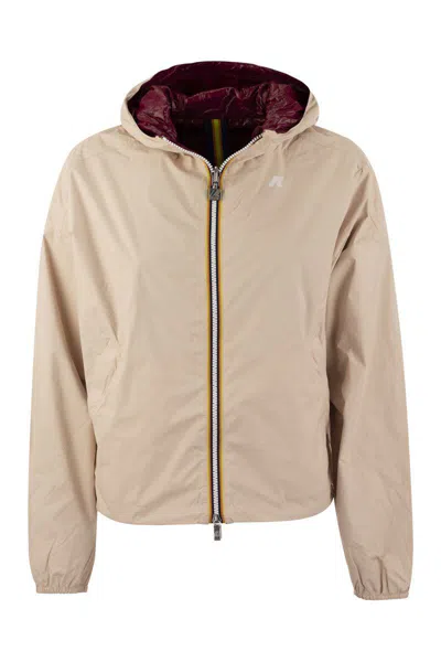 K-way K Way Laurette Plus Reversible Hooded Jacket In Peach/bordeaux