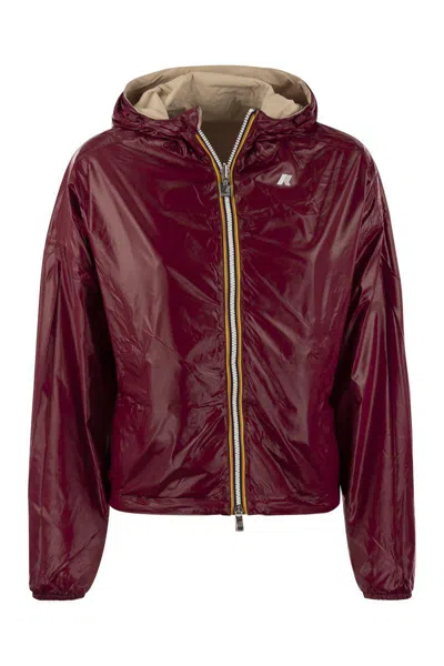 Shop K-way Laurette Plus - Reversible Hooded Jacket In Peach/bordeaux