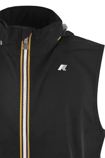 K-way Technical Fabric Jacket With Removable Hood In Black