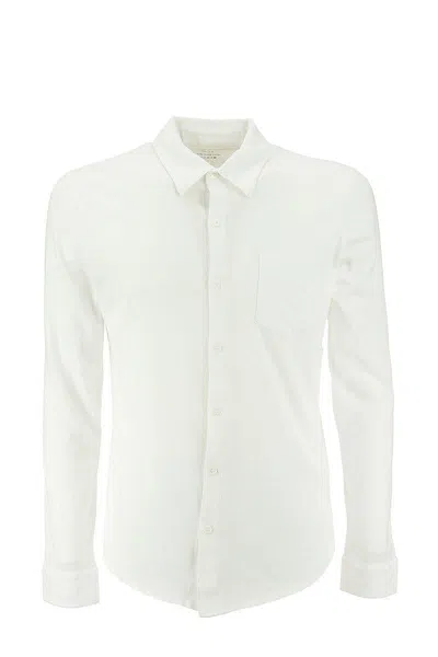 Shop Majestic Filatures Deluxe Cotton Long Sleeve Shirt In White