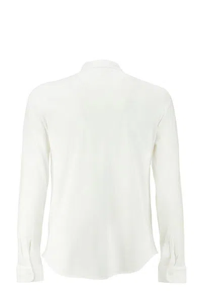 Shop Majestic Filatures Deluxe Cotton Long Sleeve Shirt In White