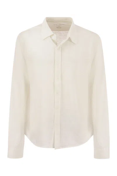 Shop Majestic Filatures Linen Long-sleeved Shirt In White