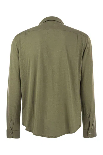 Shop Majestic Filatures Linen Long-sleeved Shirt In Brown