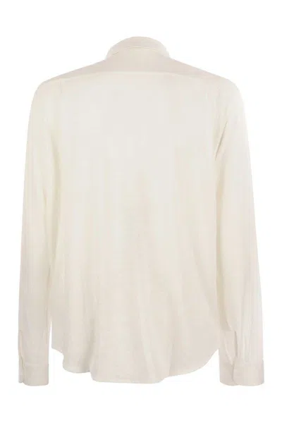 Shop Majestic Filatures Linen Long-sleeved Shirt In White