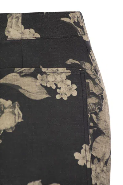 Shop Max Mara Acro1234 - Printed Cotton Mini Shorts In Black