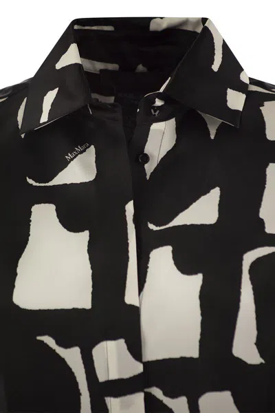 Shop Max Mara Carella - Printed Organza Shirt In White/black