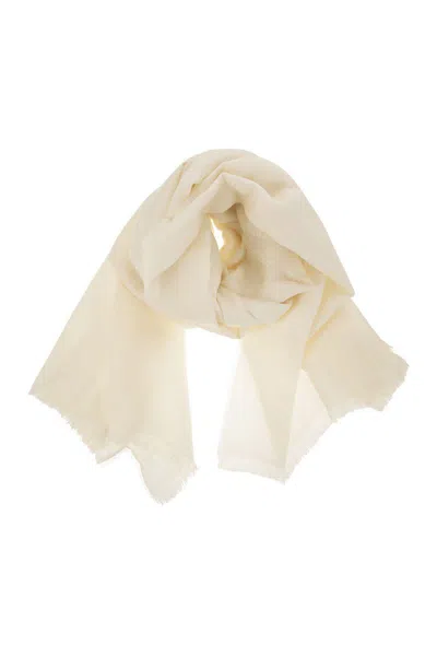 Shop Max Mara Eleonor - Wool, Silk And Linen Jacquard Stole In Ivory