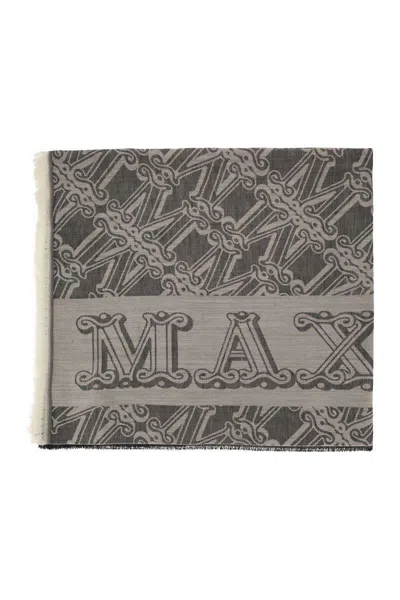 Shop Max Mara Eleonor - Wool, Silk And Linen Jacquard Stole In Black