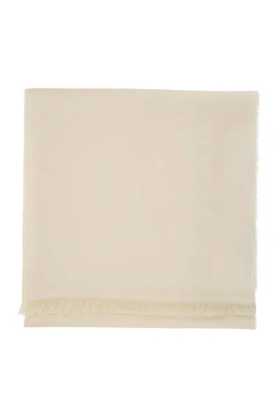 Shop Max Mara Eleonor - Wool, Silk And Linen Jacquard Stole In Ivory