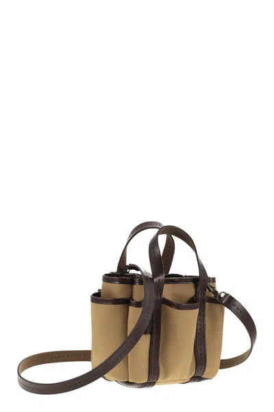 Shop Max Mara Gardenca Basxs - Giardiniera Mini Canvas And Leather Tote Bag