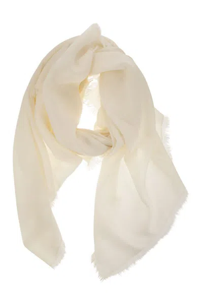 Shop Max Mara Geode - Silk And Cotton Jacquard Shawl In Ivory