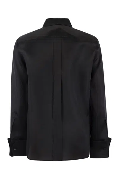 Shop Max Mara Nola - Silk Organza Shirt In Black