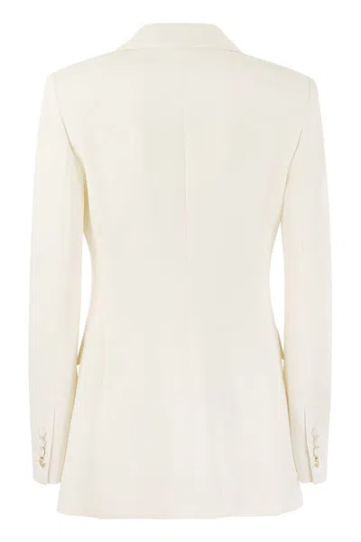 Shop Max Mara Plinio - Single-breasted Cady Tuxedo Jacket In White