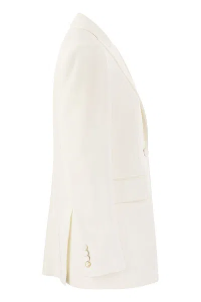 Shop Max Mara Plinio - Single-breasted Cady Tuxedo Jacket In White