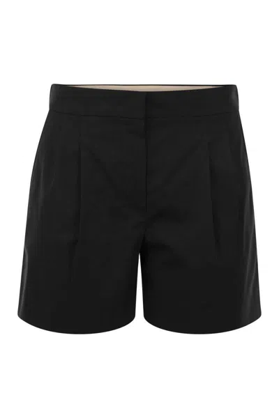 Shop Max Mara Studio Adria - Cotton Gabardine Shorts In Black