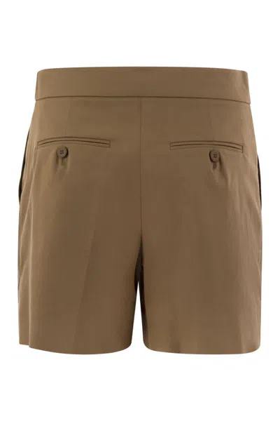 Shop Max Mara Studio Adria - Cotton Gabardine Shorts In Leather