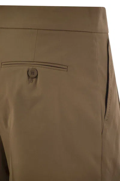 Shop Max Mara Studio Adria - Cotton Gabardine Shorts In Leather