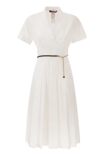 Shop Max Mara Studio Alatri - Crossed Poplin Dress In White