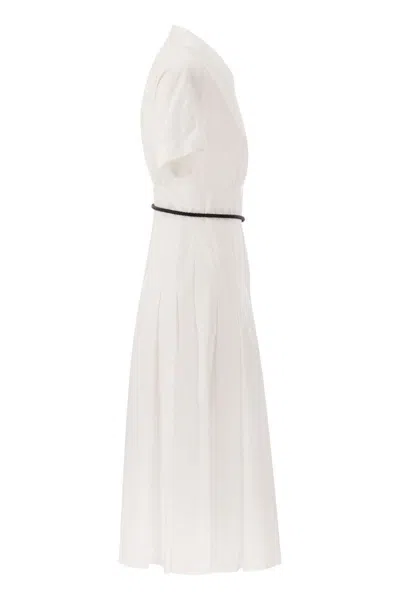 Shop Max Mara Studio Alatri - Crossed Poplin Dress In White