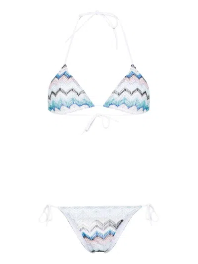 Shop Missoni Triangle Bikini Set In Blue