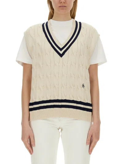 Shop Sporty And Rich Sporty & Rich Knitted Vest Unisex In Beige