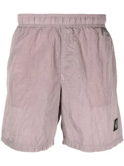 Shop Stone Island Costume Shorts Clothing In Pink & Purple