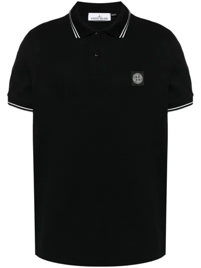Shop Stone Island Polo With Strips Clothing In Black