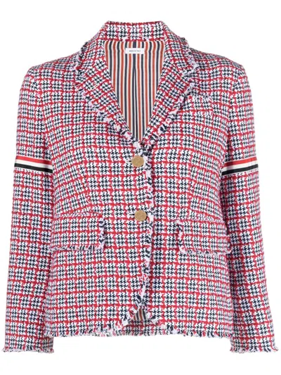 Shop Thom Browne Checked Tweed Jacket In Multicolour