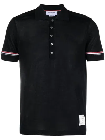 Shop Thom Browne Polo With Rwb Band In Blue