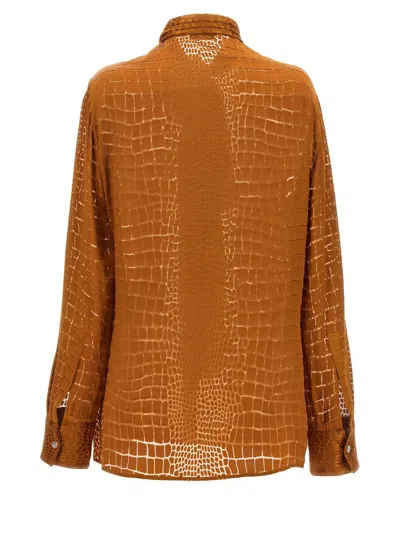 Shop Versace 'crocodile' Shirt In Brown