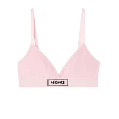 Versace Vintage Logo Ribbed Bralette In Pink