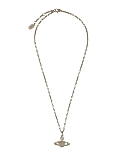 Shop Vivienne Westwood Chain With Mini Bas Relief Pendant In Silver