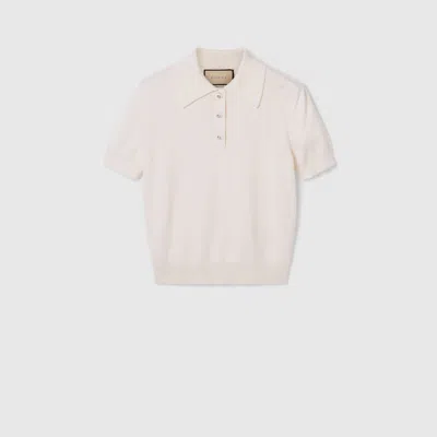 Shop Gucci Poloshirt Aus Wolle Und Seide In White