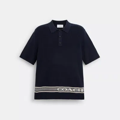 Shop Coach Knit Polo In Blue