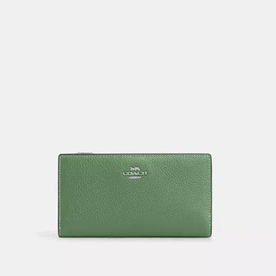 Shop Coach Slim Zip Wallet In Green
