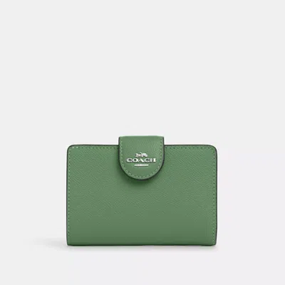 Shop Coach Medium Corner Zip Wallet In Green/sgg