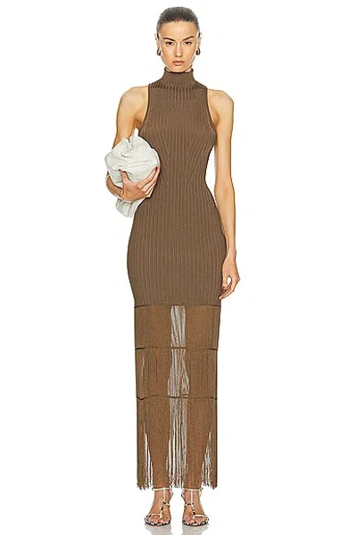 Khaite Zare Fringe Maxi Dress In Toffee