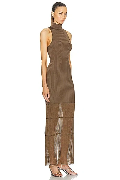 Khaite Zare Fringe Maxi Dress In Toffee