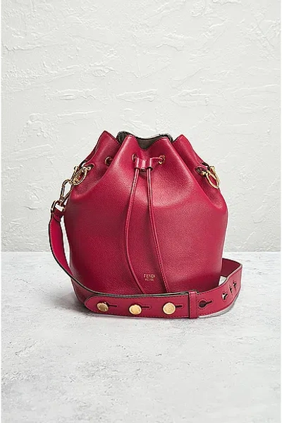 Pre-owned Fendi Mon Tresor Bucket Bag In Red