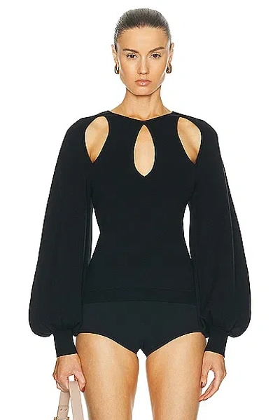 Shop Chloé Long Sleeve Cut Out Top In Black