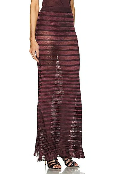 Shop Tom Ford Ladder Long Skirt In Burgundy