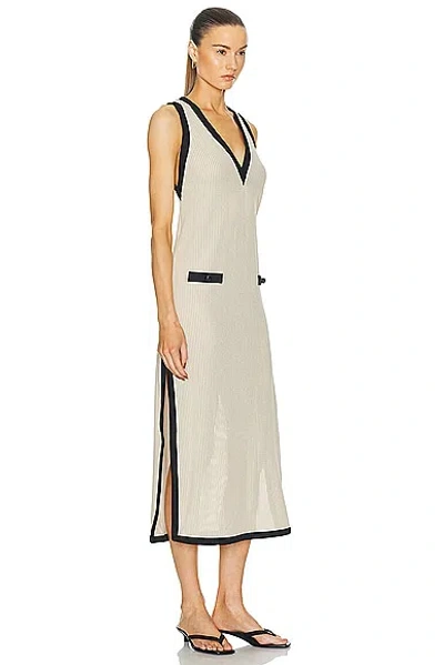 Shop Adriana Degreas Tricot Long Dress In Beige Striped